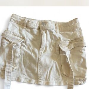 Y2K Cream Cargo mini Skirt